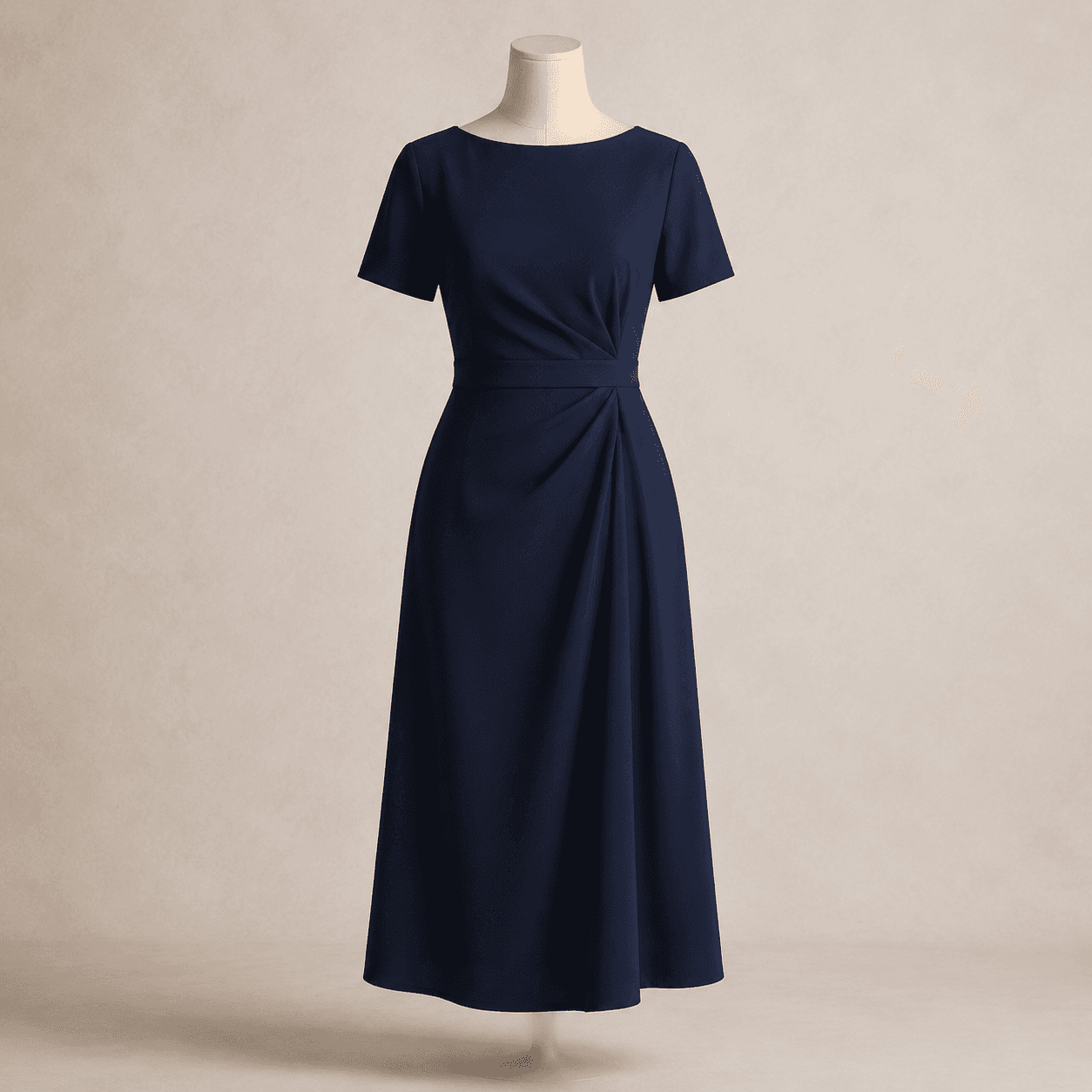 Classic Navy Blue Midi Dress