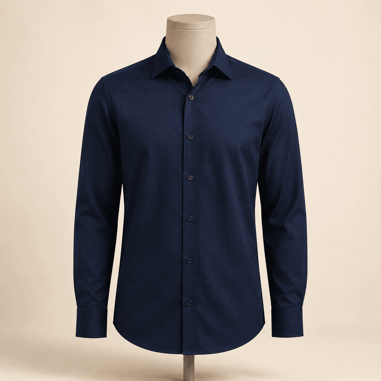Classic Navy Blue Cotton Casual Shirt
